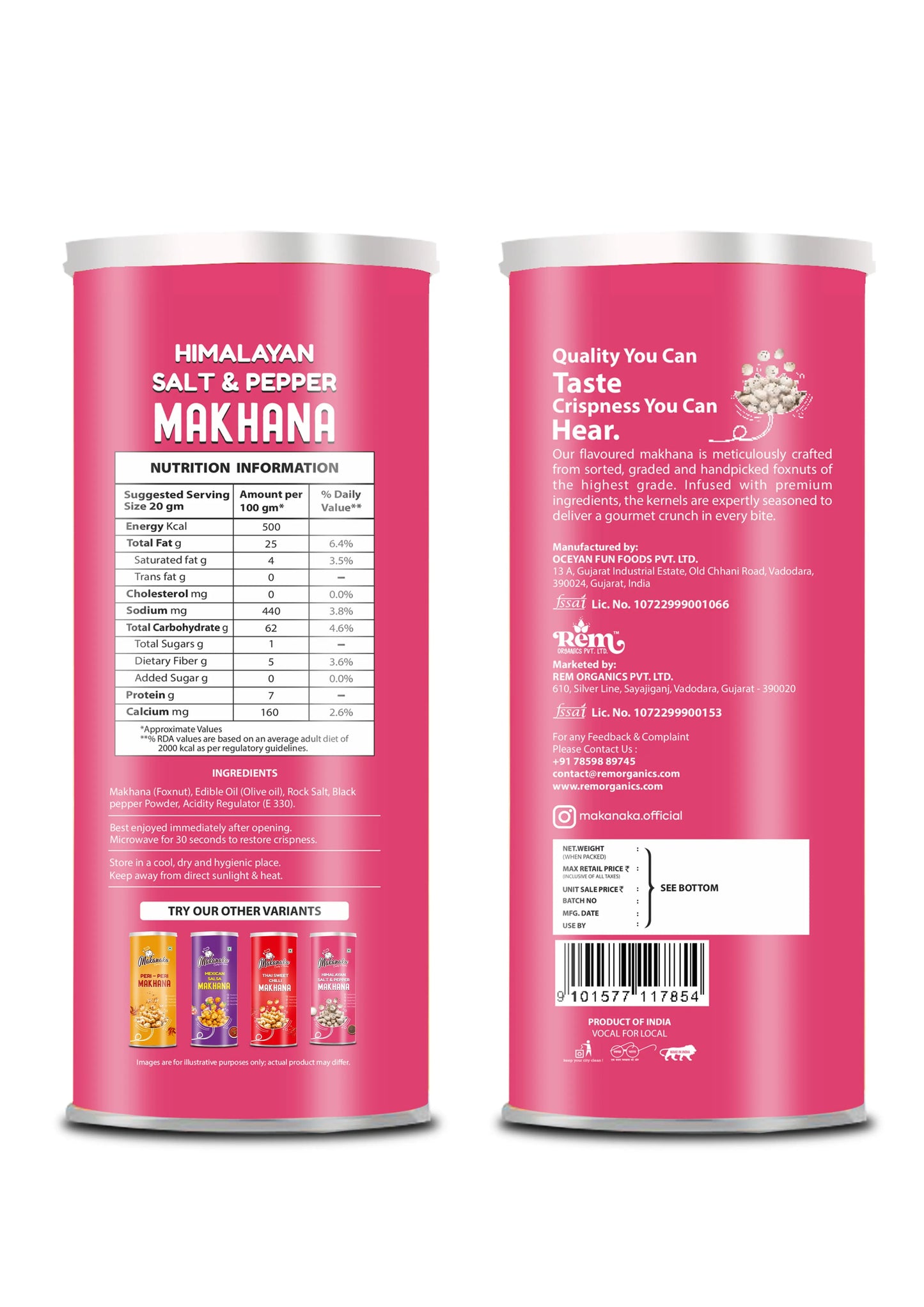 Makanaka Himalayan Salt & Pepper Makhana Rem Organics - Premium Makhana (Fox Nuts) Online | 100% Natural Healthy Snacks