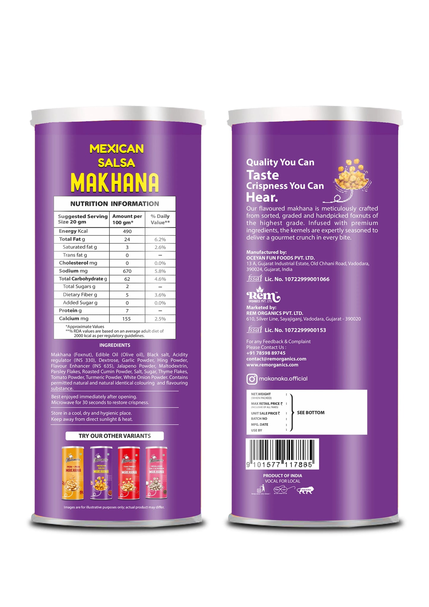 Makanaka Mexican Salsa Makhana Rem Organics - Premium Makhana (Fox Nuts) Online | 100% Natural Healthy Snacks