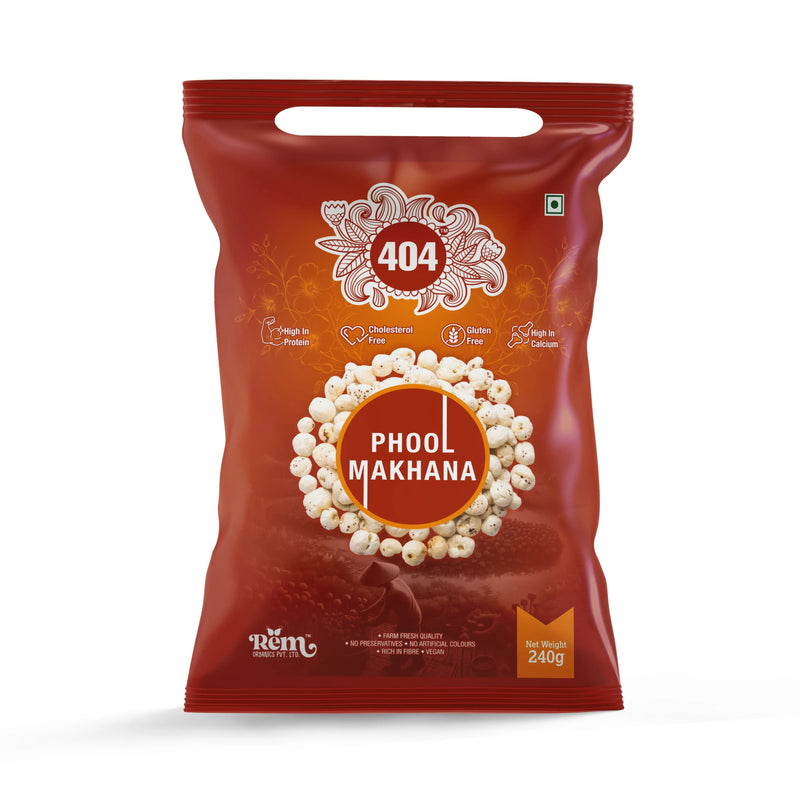 404 Phool Makhana (Fox Nuts) – Premium Quality | 240g Rem Organics - Premium Makhana (Fox Nuts) Online | 100% Natural Healthy Snacks