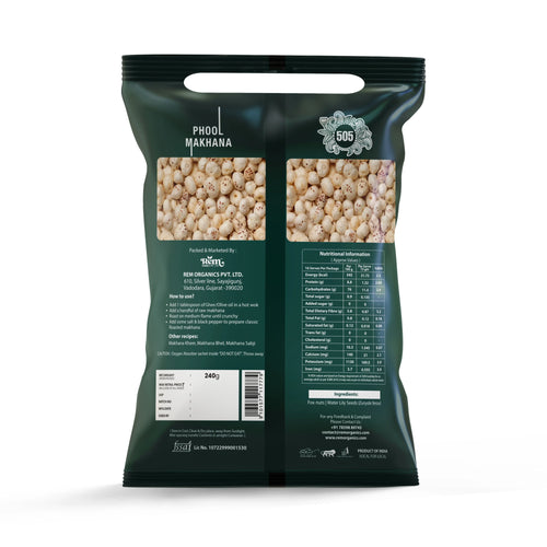505 Phool Makhana (Fox Nuts) – Premium Quality | 240g Rem Organics - Premium Makhana (Fox Nuts) Online | 100% Natural Healthy Snacks