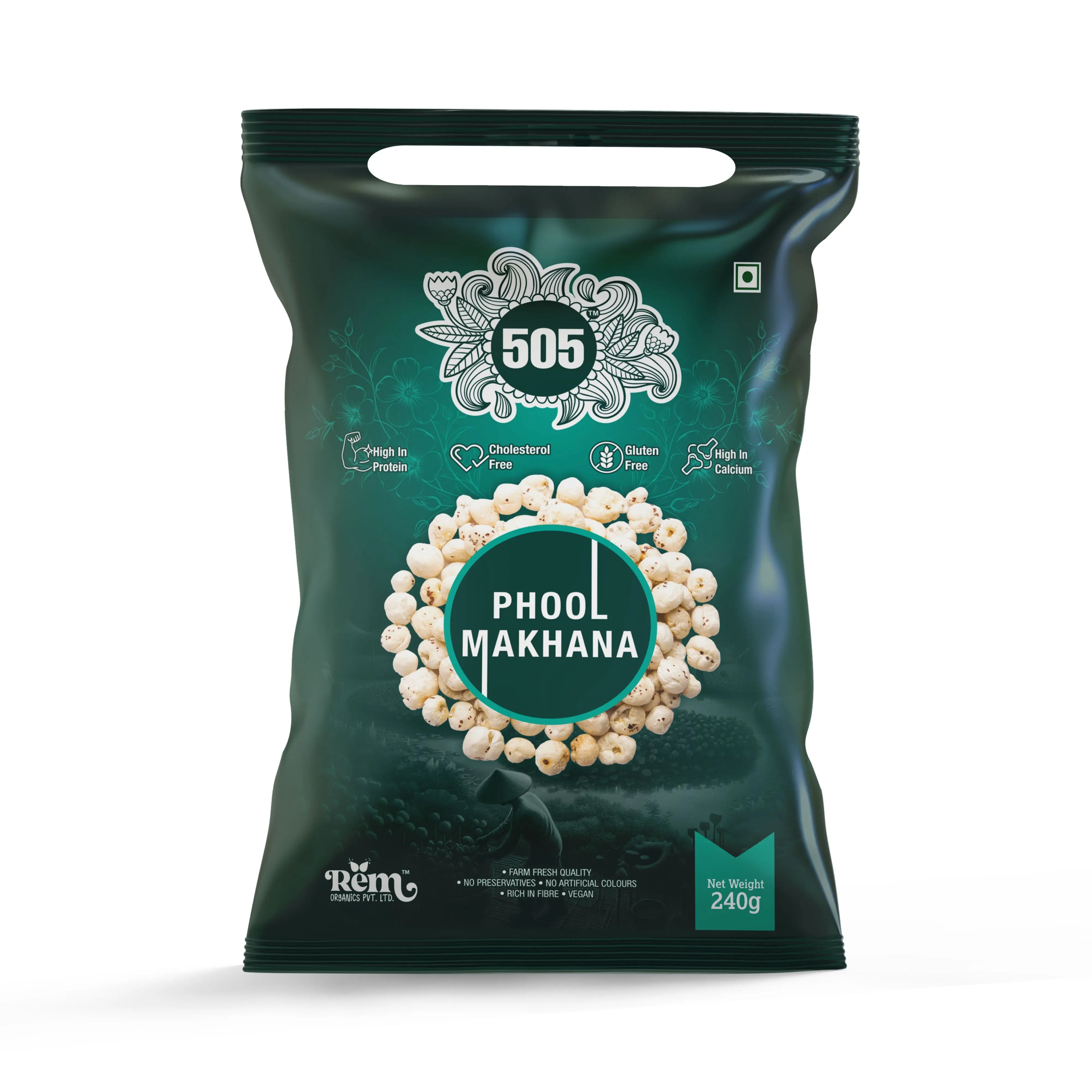 505 Phool Makhana (Fox Nuts) – Premium Quality | 240g Rem Organics - Premium Makhana (Fox Nuts) Online | 100% Natural Healthy Snacks