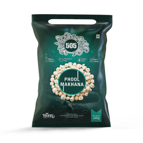 505 Phool Makhana (Fox Nuts) – Premium Quality | 240g Rem Organics - Premium Makhana (Fox Nuts) Online | 100% Natural Healthy Snacks