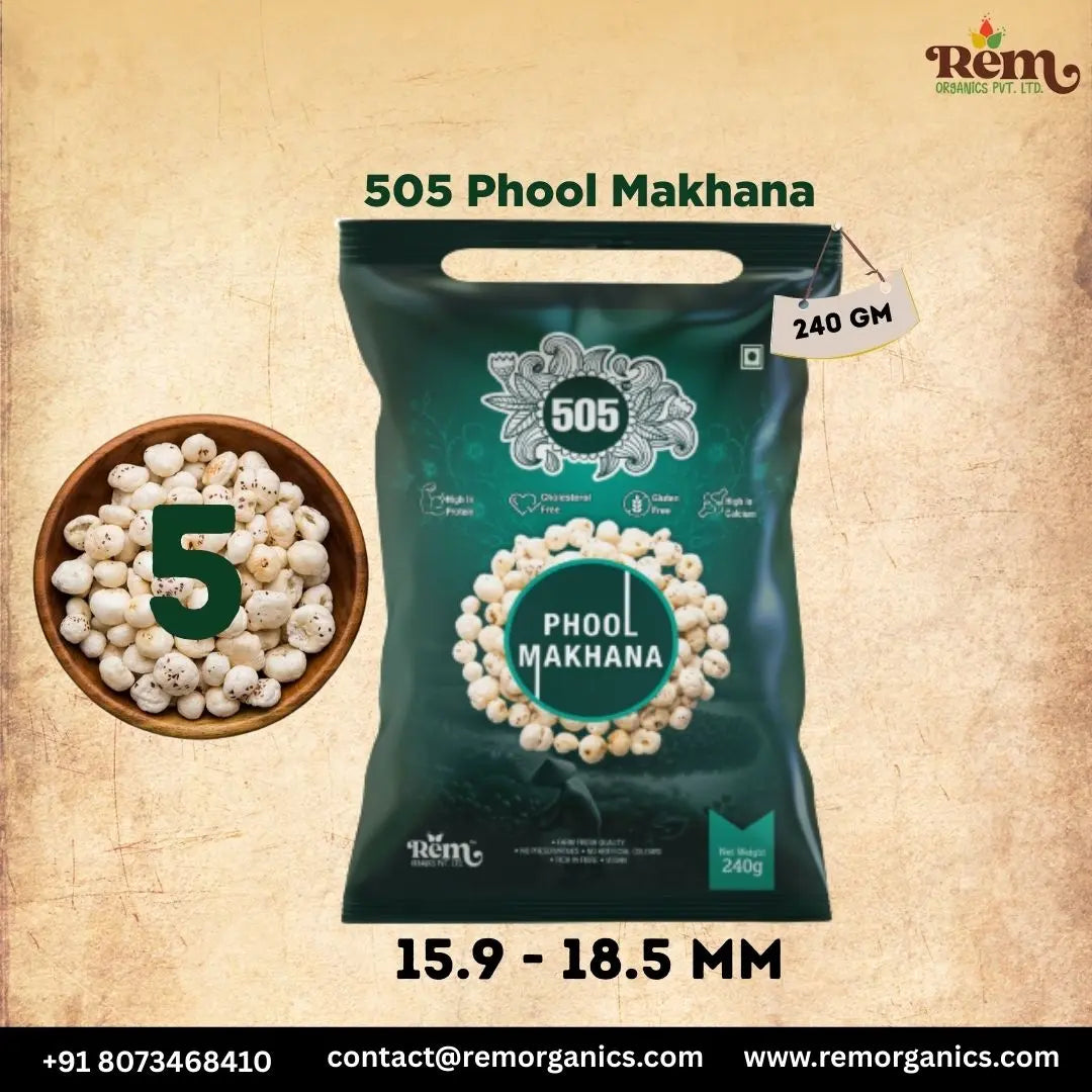 505 Phool Makhana (Fox Nuts) – Premium Quality | 240g Rem Organics - Premium Makhana (Fox Nuts) Online | 100% Natural Healthy Snacks