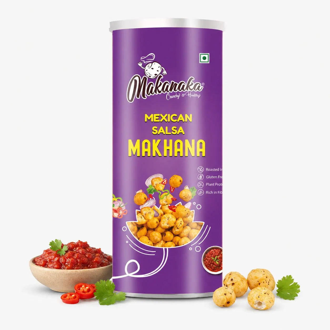 Makanaka Mexican Salsa Makhana Rem Organics - Premium Makhana (Fox Nuts) Online | 100% Natural Healthy Snacks