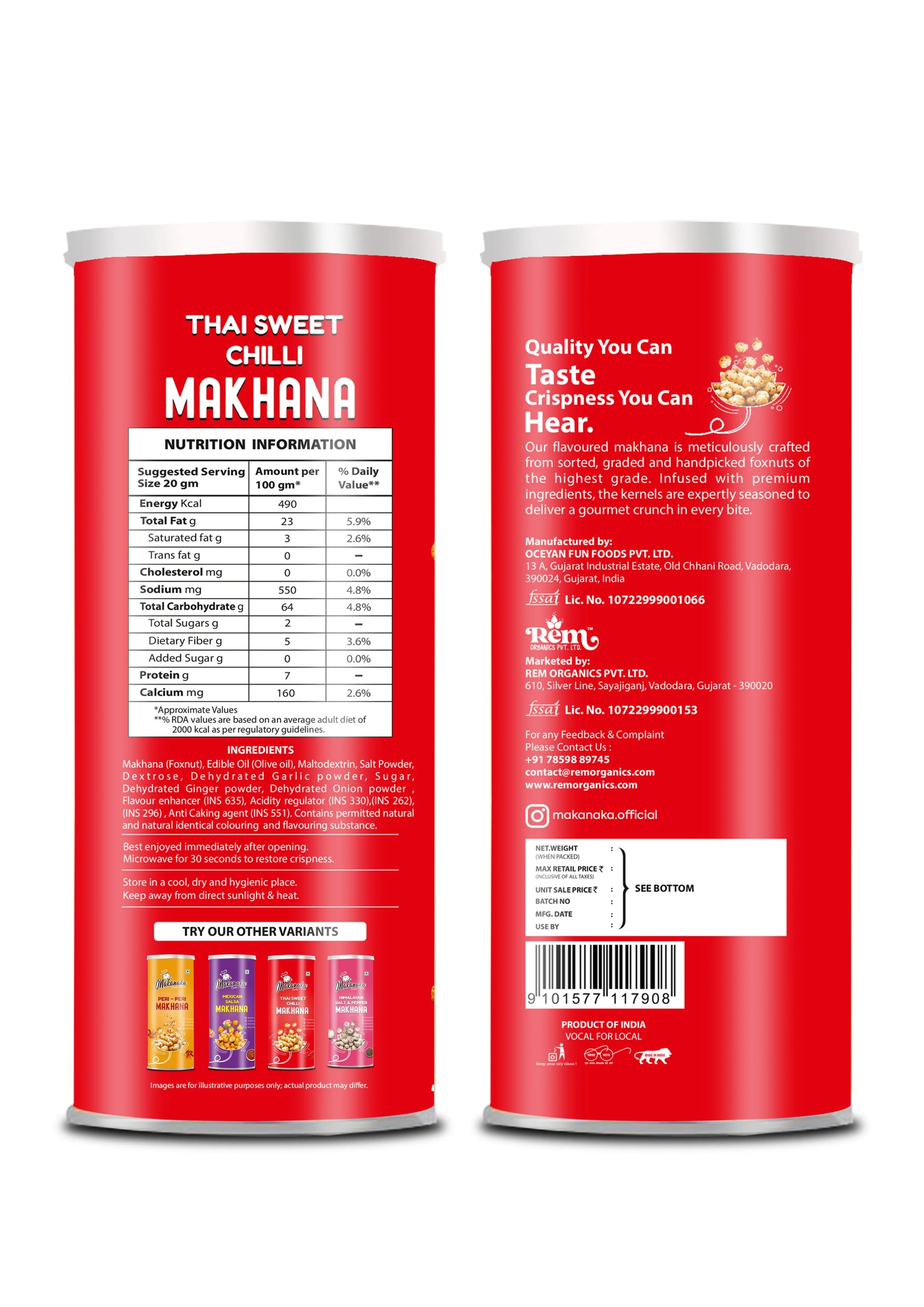 Makanaka Thai Sweet Chilli Makhana Rem Organics - Premium Makhana (Fox Nuts) Online | 100% Natural Healthy Snacks